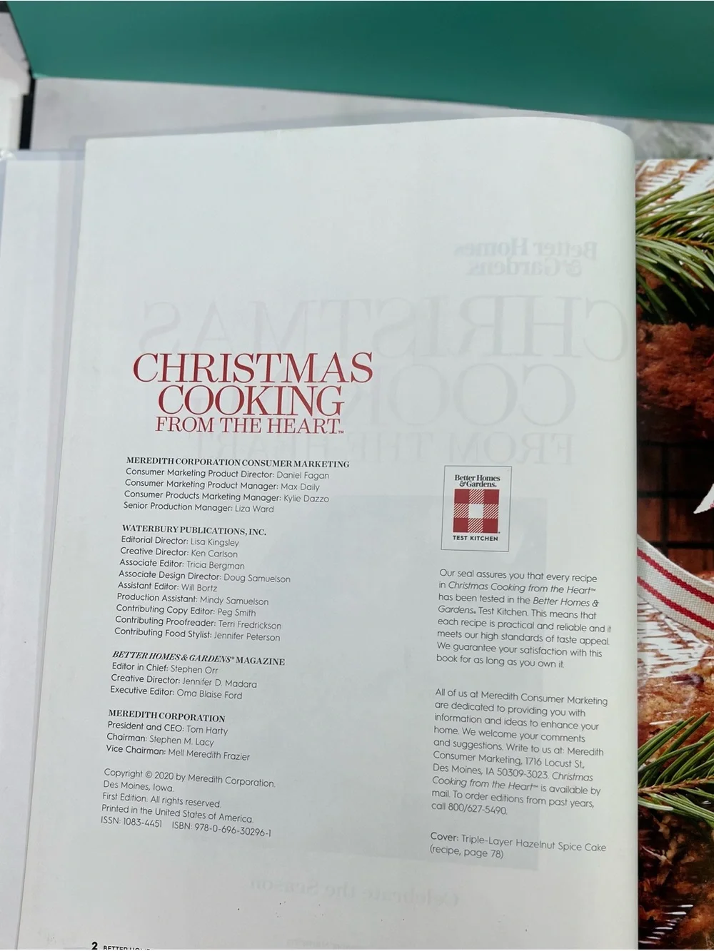 Better Homes And Gardens Holiday Cookbook with Red & Green Cover Accents